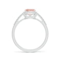 thumbnail image 2 of ANGARA Natural Rectangular Cushion 1.2 ct Morganite Halo Engagement Ring in 14K White Gold for Women | Birthday, Anniversary, Jewelry Gift for Women | Natural Morganite Ring, 2 of 13