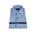 thumbnail image 3 of Men 100% Cotton Shirt Manschett Quesste Turkey Slim Fit 6012-02 Sky Blue Checker, 3 of 6