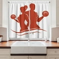 thumbnail image 2 of Ambesonne Fitness Kitchen Curtains, Muscled Man and Woman, 55"x39", Orange and White, 2 of 3