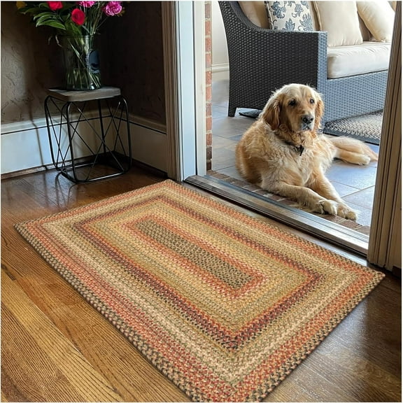 Homespice 20x30 Multi Color Rect. Braided Rug. Kingston Multi Color and White Jute Rug. Uses- Entryway Rugs, Kitchen Rugs, Bathroom Rugs. Reversible, Rustic, Country, Primitive, Farmhouse Decor Rug