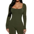 thumbnail image 2 of Sedceaty Women Workout Romper Solid Color Backless Long Sleeve Pants Jumpsuits for Sports Gym Yoga Fitness, 2 of 5