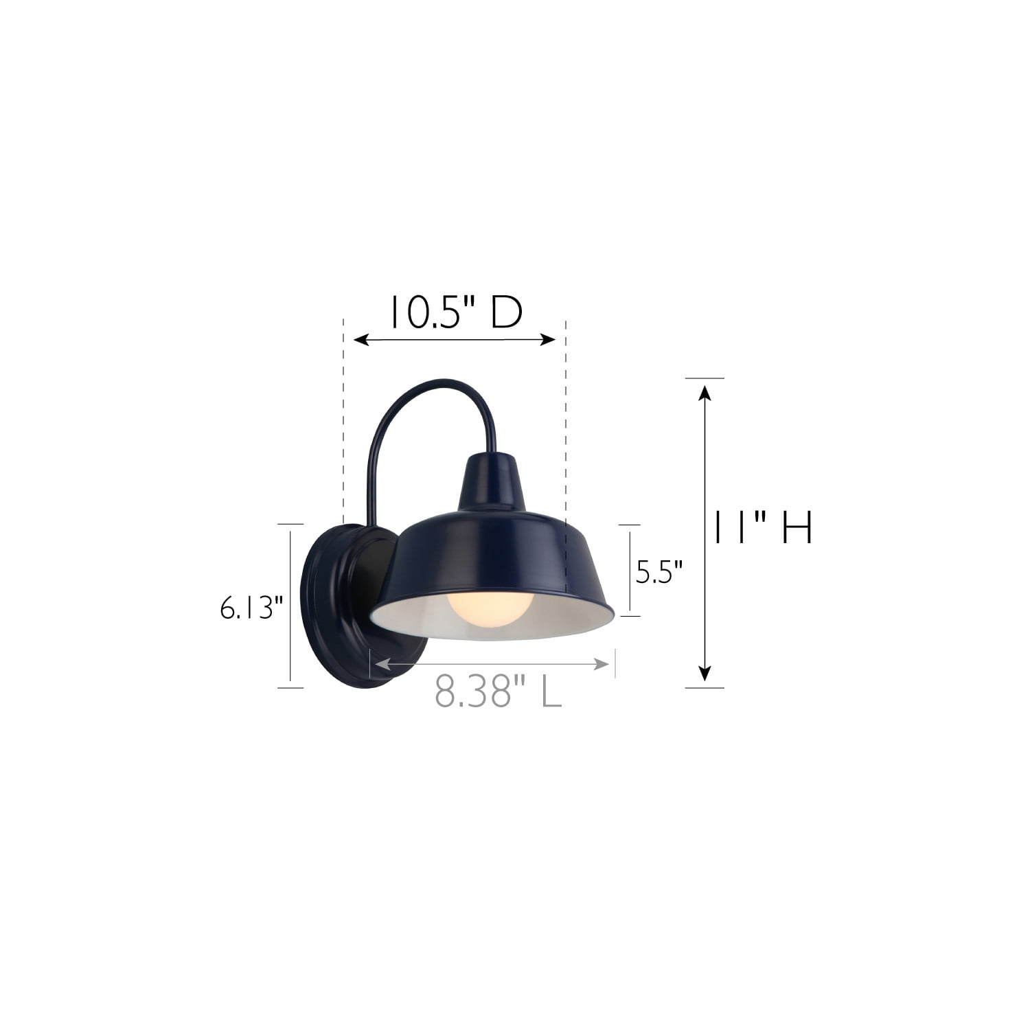 Mason Barn Light Indoor/Outdoor Wall Mount Modern Industrial Farmhouse Design House Wall Light for Patio, Garage, Bathroom, Office, Kitchen, 8-Inch, Navy Blue, WM457933