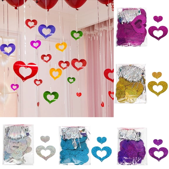 Walbest 1 Set(100pcs) Nice-looking Glitter Pendant for Balloon, Plastic Heart Shaped Hanging Pendant DIY Balloon Sequin Ornament for Wedding Party