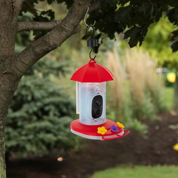 ToppiJoy 0.6L Intelligent Video Bird Feeder with Camera, Smart Hummingbird Feeder with AI Identify, Auto Detect Bird Motion for Outdoor