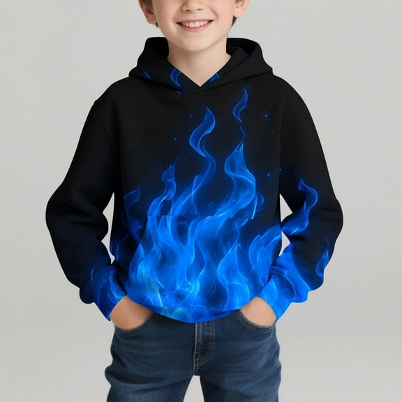 BRGZLK Boys Hooded Printed Autumn and Winter Round Neck Patchwork Long Sleeved Sweatshirt Daily Casual Outerwear Hooded Sweatshirt Top With Shoulder InsertsOrange 3-4 Years