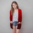 thumbnail image 2 of Toddler Girls Cardigans Dressy Casual New Girls Open Front Cardigan Fashion Gradient Color Casual Long Sleeve Jacket Lightweight Fall Outwear with Pockets Wine 160, 2 of 6