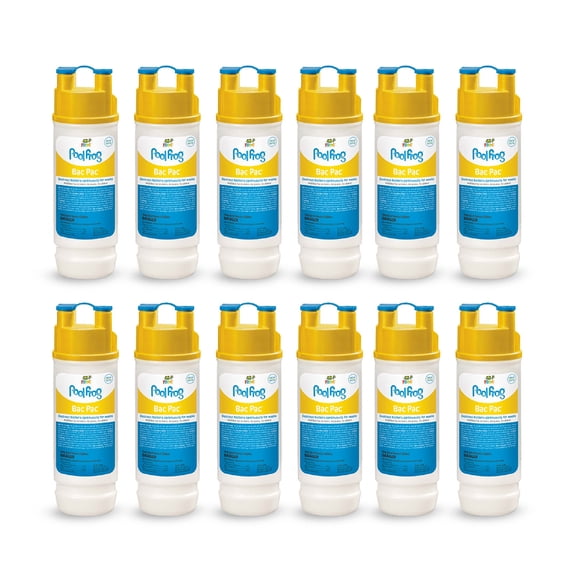 FROG Bac Pac Replacement Chlorine Cartridges for Use with Pool FROG Model 5400 and 6100 Cyclers - Prefilled for Easy and Convenient Pool Sanitizing & Water Care - 12 Pack