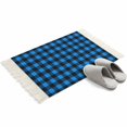 thumbnail image 2 of Bathroom Rug 2'x 3', Black Blue Plaid Woven Cotton Washable Rug with Tassels, Country Buffalo Checked Gingham Non Slip Front Door Mat for Entrance, Doorway, Hallway, Laundry Room, 2 of 9