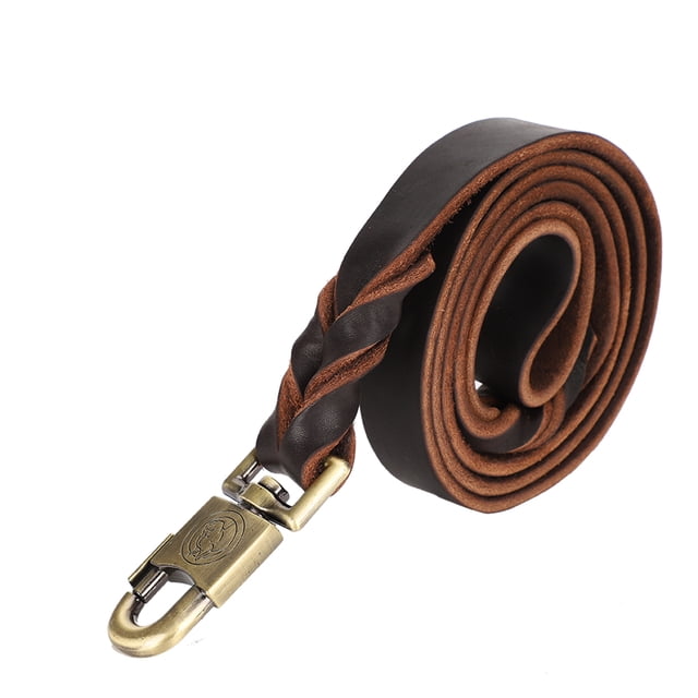 1 collar y correa de cuero suave para perro con cadena trenzada (2,5 x 150 cm)