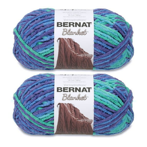 Bernat® Blanket™ #6 Super Bulky Polyester Yarn, Ocean Shades 10.5oz/300g 220 Yards (2Pk)