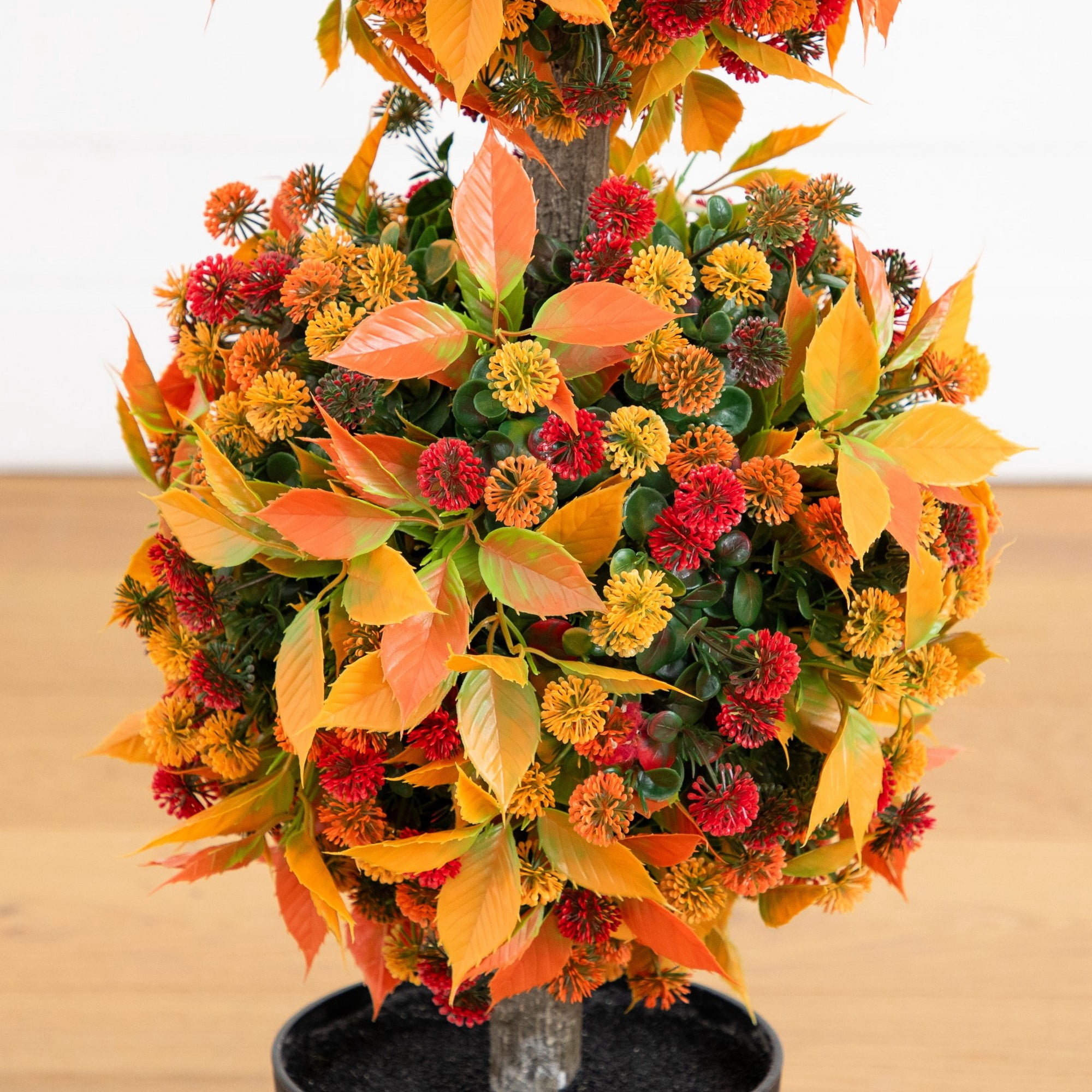 3ft. UV Resistant Artificial Fall Mum Double Ball Topiary Tree (Indoor/Outdoor)