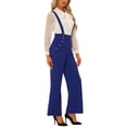 thumbnail image 4 of INSPIRAR CHIC Mono de Mujer con Tirantes Ajustables y Pierna Ancha, Mono con Tirantes, M Azul, 4 of 6