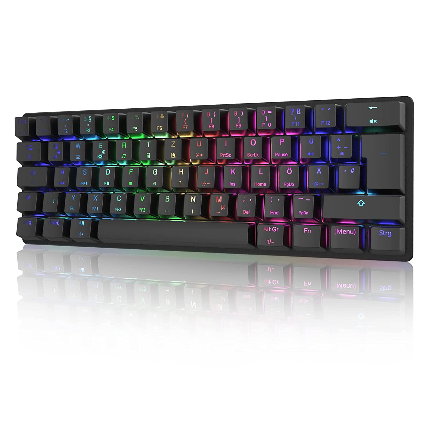  NACODEX Mini 60% Mechanical Gaming Keyboard - PBT Pudding  Keycap Bluetooth 5.0 Rainbow Keyboard - 1000mAh Ultra-Compact Keyboard for  Win/Mac/PC Gamer (Blue Switch Black) : Video Games