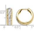 thumbnail image 3 of Primal Gold 10 Karat Yellow Gold with White Rhodium Diamond-cut Hoop Earrings, 3 of 5