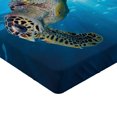 thumbnail image 2 of Ambesonne Under the Sea Fitted Sheet, Sea Turtle Diving, Full Size, Yellow Brown Blue, 2 of 3