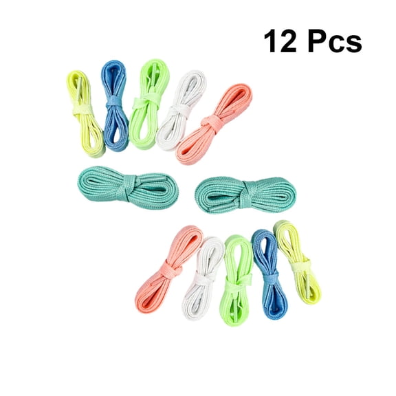 Hytrove 12Pcs White Pink Sky-Blue Blue Green Yellow Polyester Shoelace for Sneakers and Canvas Shoes