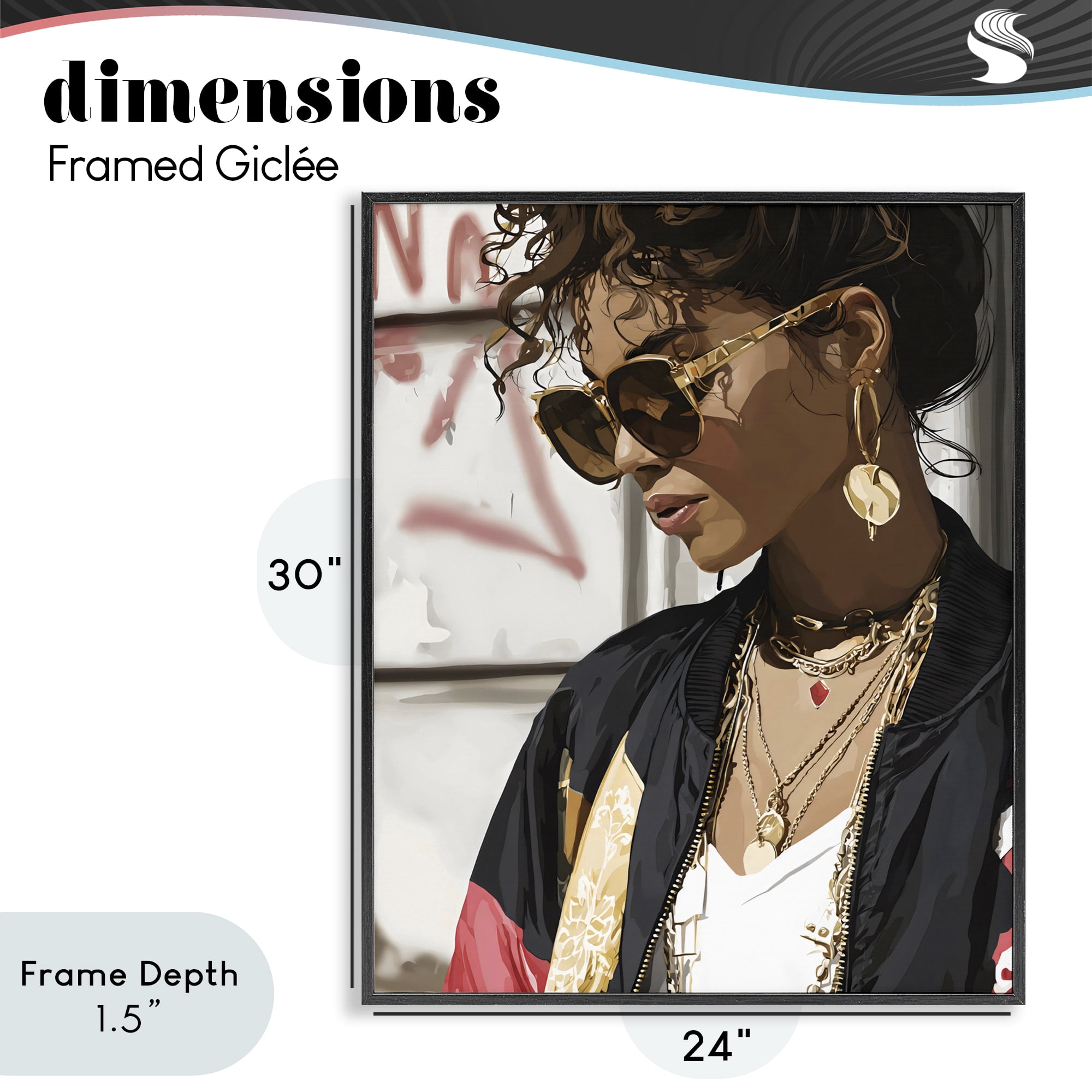 Stupell Industries Woman in Sunglasses With Jewelry Black Framed Giclee Art, design by Franklyn Gregory