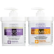 Advanced Clinicals Hydrating Hyaluronic Acid Body Cream + Brightening Vitamin C Body Cream Set of Two 16 fl oz