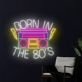 thumbnail image 3 of Handmadetneonsign Born In The 80's Neon Sign, Cassette Tape Light Art Decor, Audio Recorder Wall Decor, 3 of 5
