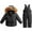 Black, variant on Tisuna Toddler Girls Boys 2 Pieces Outfit Solid Color Long Sleeve Hooded Snowsuit Warm Breathable Winter Kids Jacket And Overalls Pants Set Black Size 4-5 Years