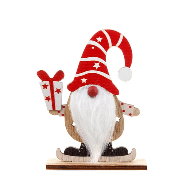 Gnomo de Navidad de madera duende sin rostro Foll Fwarf viejo escritorio pintado pequeño árbol de Navidad decoración de vacaciones Wmkox8yii gf7172