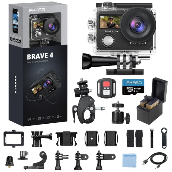 Cámara de acción AKASO Brave 4 4K 30 fps 20 MP resistente al agua 131 pies