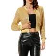 thumbnail image 1 of Chaqueta bomber recortada con cremallera y lentejuelas brillantes INSPIRE CHIC para mujer M Amarillo, 1 of 7