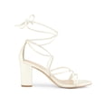 thumbnail image 3 of BLISSFUL STEP Style Women's Back to School Strappy Straps Lace Up Block Heel Sandals, 3 of 7