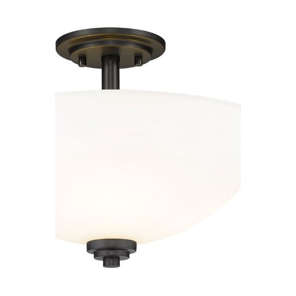 Z-Lite Ashton 3 Light Glass Shade Steel Semi Flush Mount in Matte Opal and Black