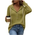 thumbnail image 3 of Women's Ribbed Hooded Sweater - Loose Buttoned Pullover Long Sleeve Sweatshirt - Lightweight Fall Daily Versatile Tops, 3 of 8