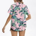 thumbnail image 4 of JURANMO Women's Summer Hawaiian Shirts Short Sleeve Button Down Shirt Hawaii Tropical Floral Print Beach Tops Vacation Outfits Pink XXXXXL Daily Sales, 4 of 6
