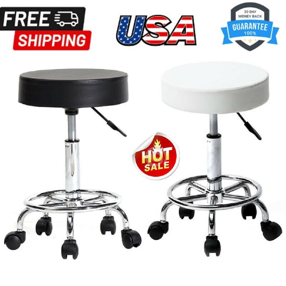 Goorabbit Rolling Stools With Wheels,PU Leather Round Rolling Stool