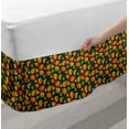 thumbnail image 2 of Autumn Bed Skirt, Pumpkin Flower Leaf Halloween Harvest Season Repeating Pattern Illustration, Elastic Bedskirt Dust Ruffle Wrap Around for Bedding Decor, 4 Sizes, Orange Lime Green, by Ambesonne, 2 of 2