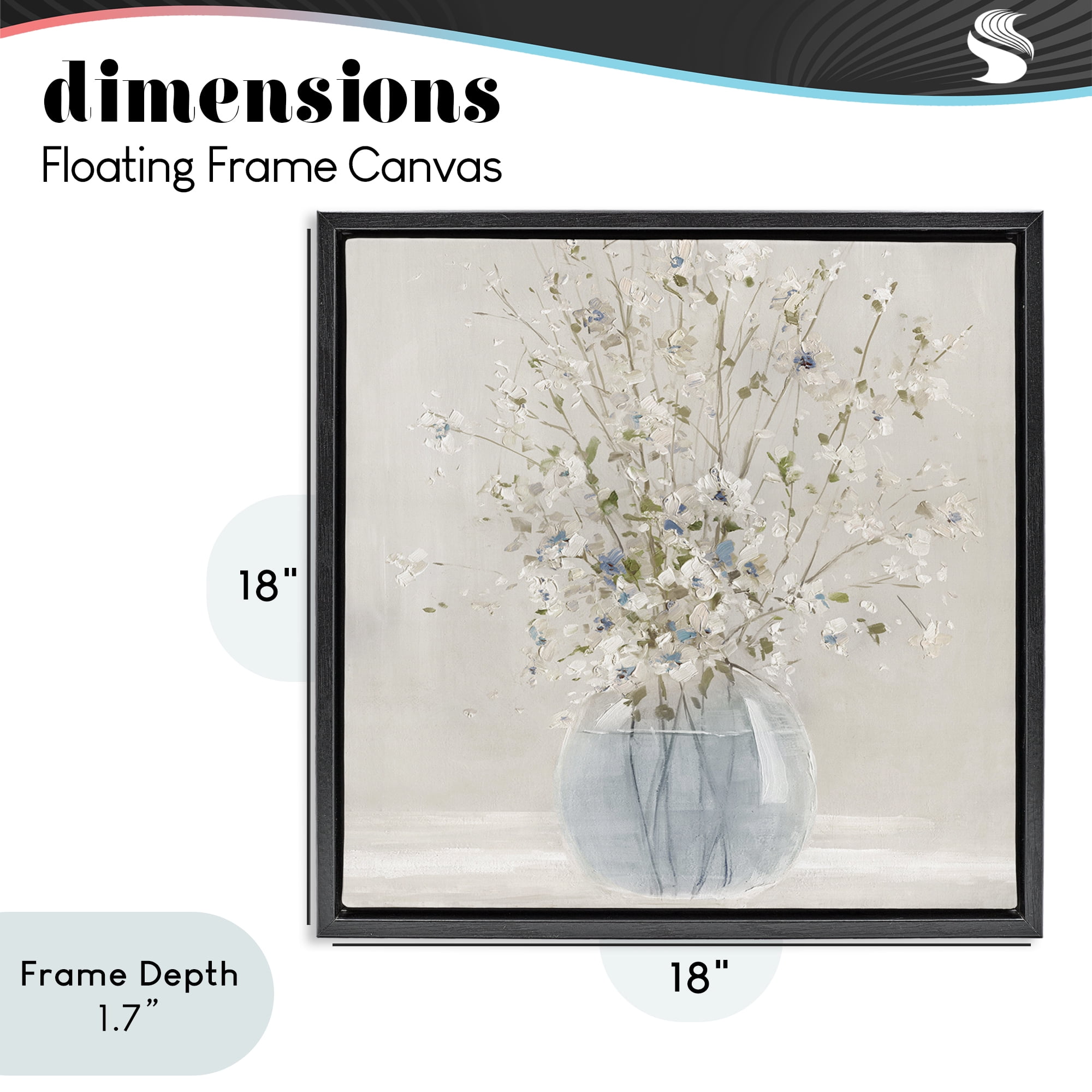 Stupell Industries Serene Glass Vase Bouquet Black Framed Floater Canvas Wall Art, design by Carol Robinson