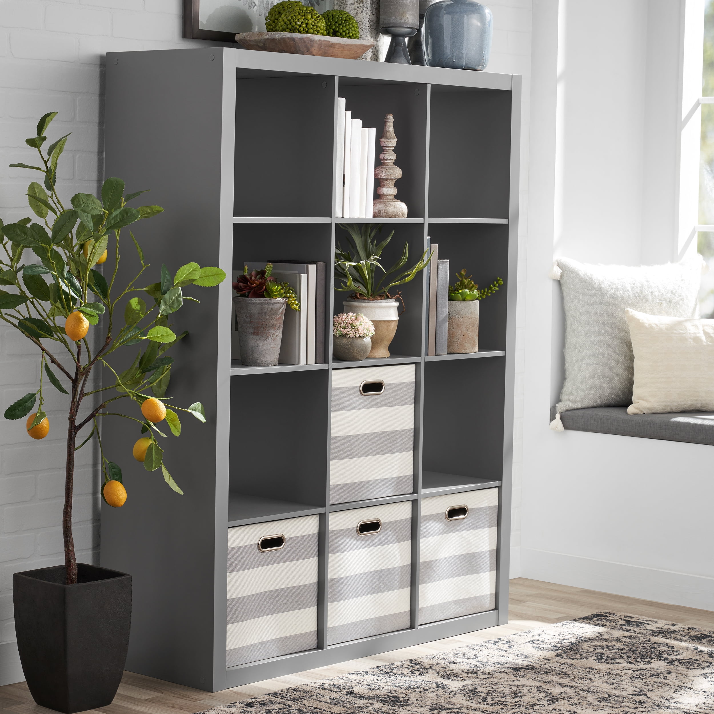 Better Homes Gardens 12 Cube Storage Organizer Gray Walmart