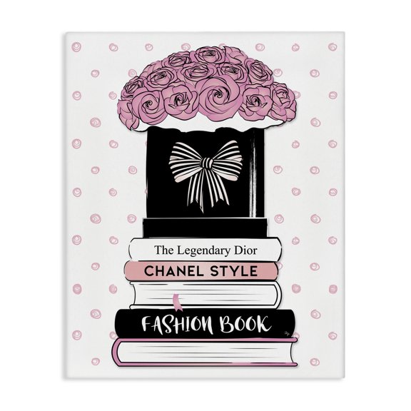 Stupell Industries Shabby Chic Polka Dot Fashion Bookstack Canvas Art, 30 x 40, by Martina Pavlova