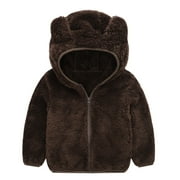 TIHLMK Baby Outerwear Toddler Baby Winter Jacket Cotton Windproof Warm Winter Coats Cute Hooded Jacket Plush Cute Bear Ears