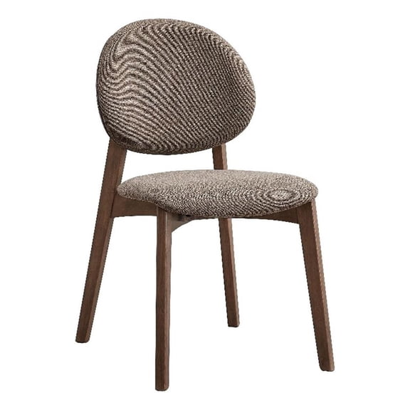 ACME Hadasa Linen Fabric/Wood Side Chair in Brown & Walnut (Set of 2)