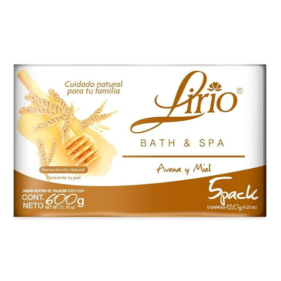 Jabón de tocador Lirio Bath & Spa avena y miel 5 pzas de 120 g c/u