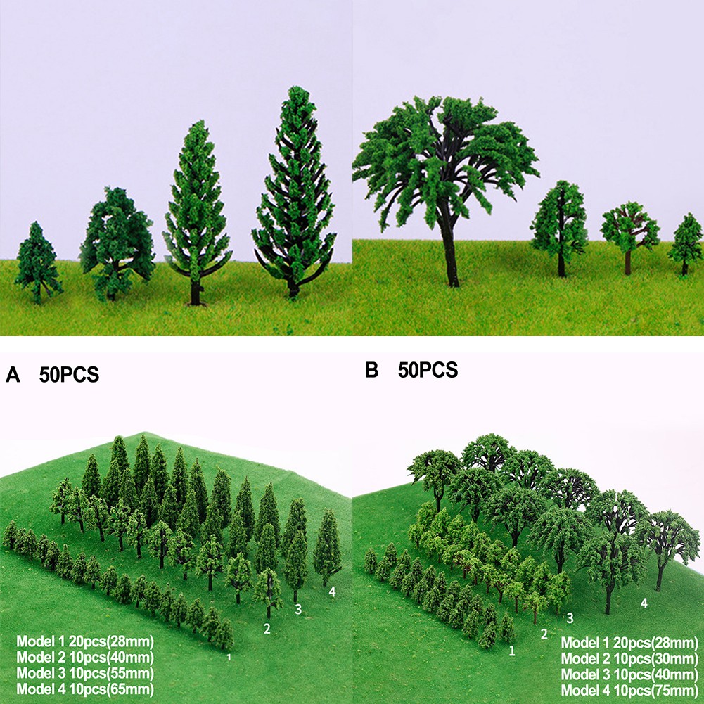 Lot De 50 Arbres Miniatures Pour Modélisme, Trains électriques Ou Jeux De Guerre - Décoration Réaliste Verte