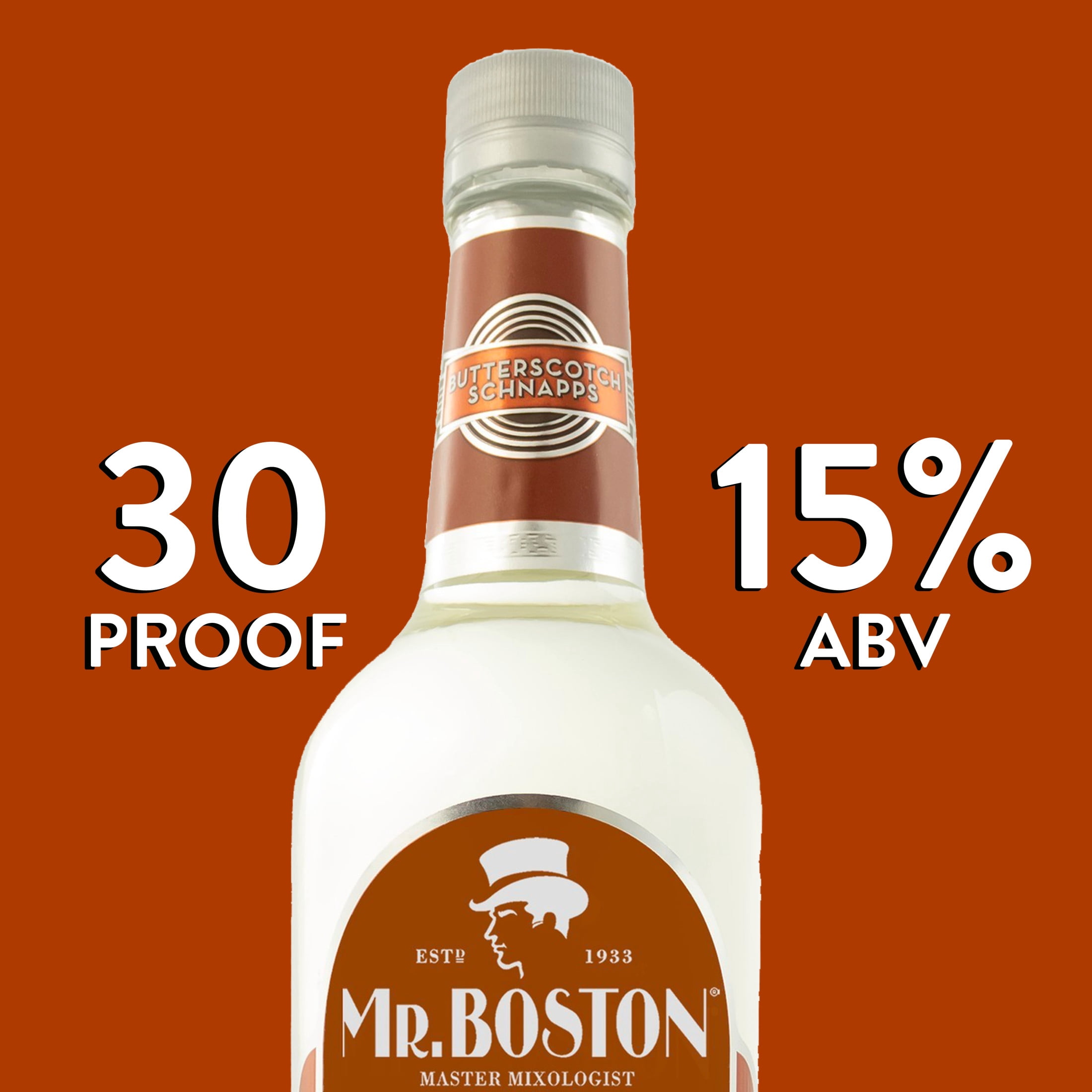 Mr. Boston Butterscotch Schnapps Liqueur, 750ml, 15% Alcohol, Cocktail Mixers