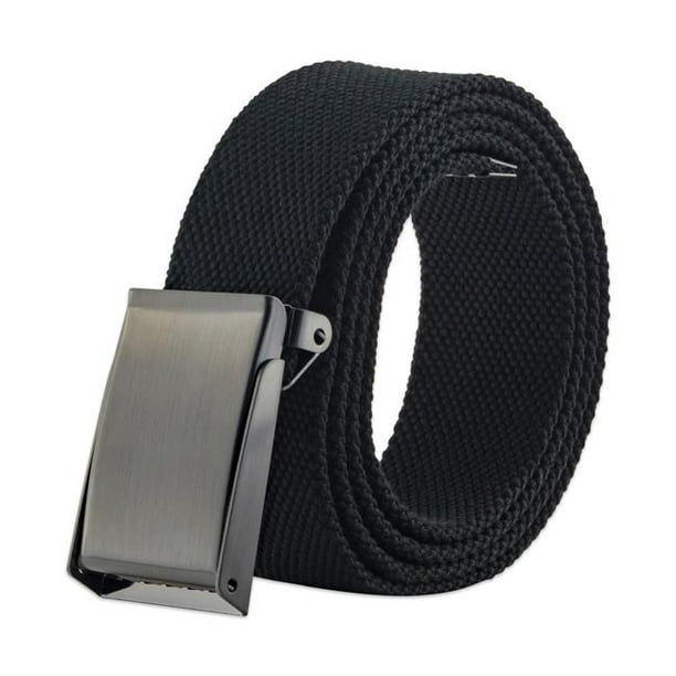 E-Living Store Fully Adjustable Men's Military Style Canvas Web Belt with  Ratchet Buckle, Black, 56