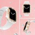 thumbnail image 4 of 45mm Compatible with Apple Watch Series 9/8/7 45mm Case Rhinestones with Built-in Glass Screen Protector Bumper Diamond iWatch Protective Cover for Women Girl,Pink+Silver, 4 of 4