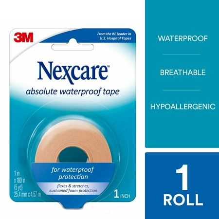 Nexcare Absolute Waterproof First Aid Tape, 1 in x 5 (Best Waterproof Medical Tape)