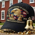 thumbnail image 3 of USA 250 Years Bald Eagle Hat, Patriotic Baseball Cap Adjustable, Celebrate America’s Historic Anniversary in Style （Printed version）, 3 of 10