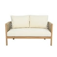thumbnail image 6 of Christopher Knight Home Modern Outdoor 2 Piece Woven Rope Loveseat Coffee Table Set with Cushions, Solid Wood, Beige, 6 of 11