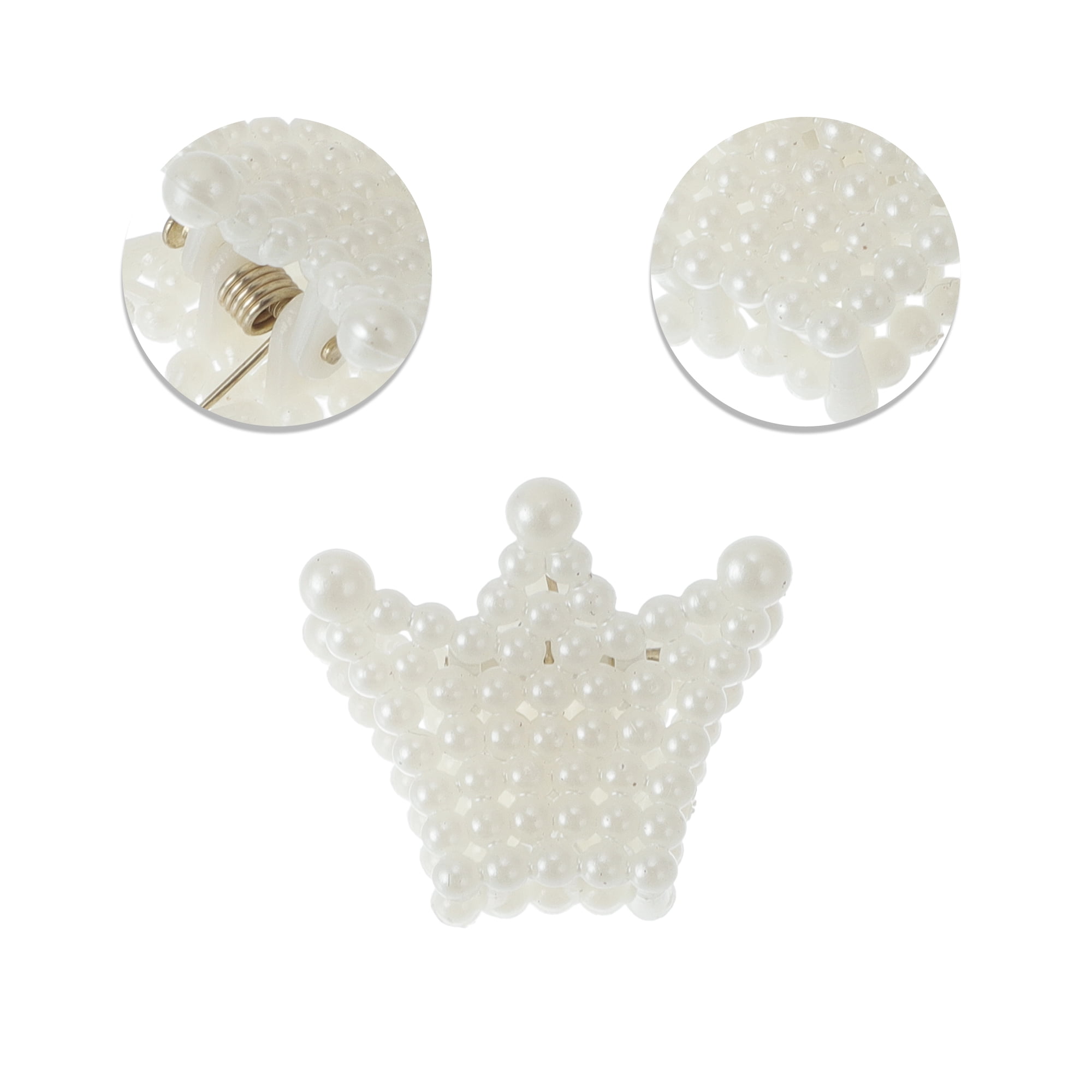 Unique Bargains 6Pcs Women Fashion Pearl Mini Pearl Cross Hairdo Clips Pearl Solid Crown