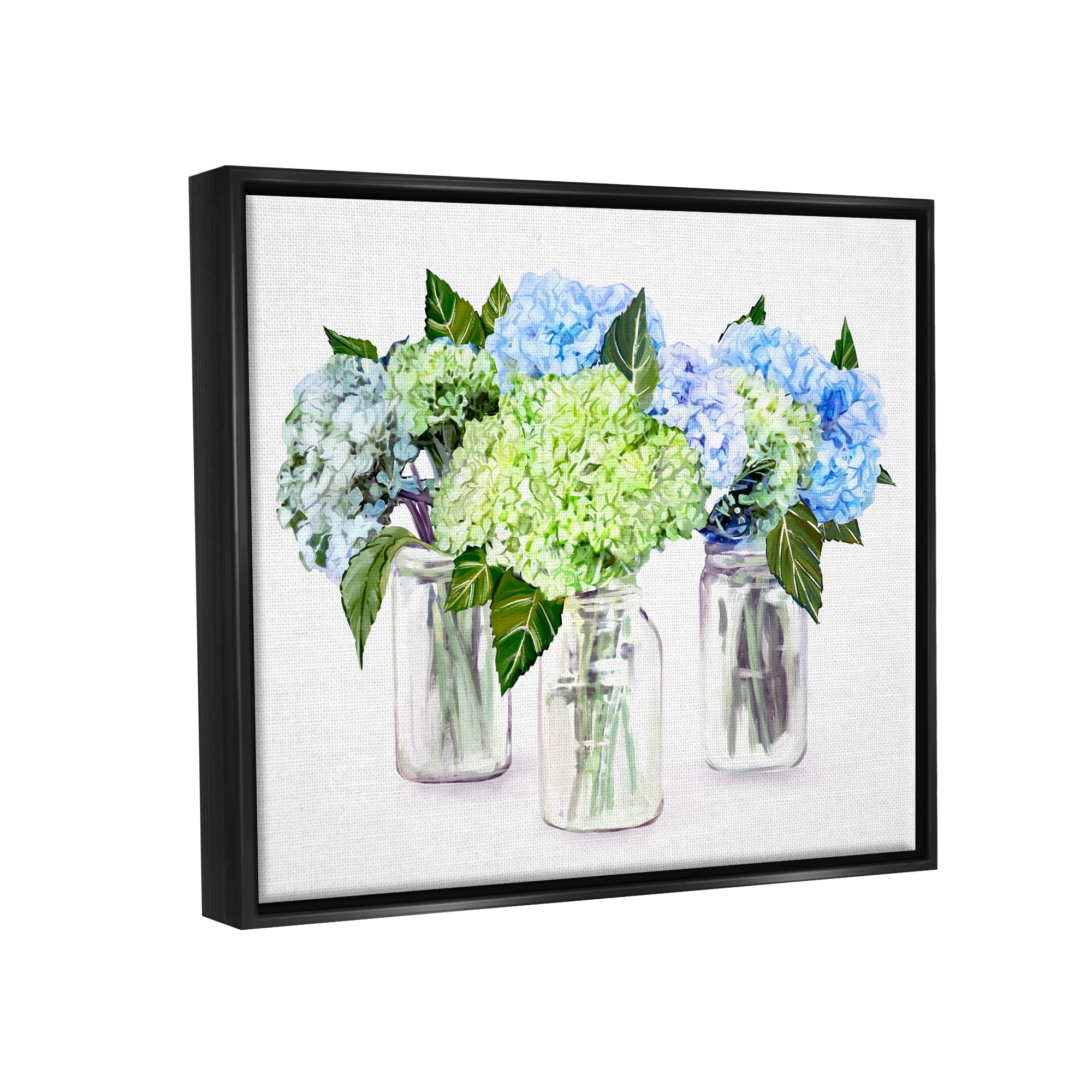Stupell Varied Floral Hydrangea Jars Botanical & Floral Painting Black Floater Framed Art Print Wall Art