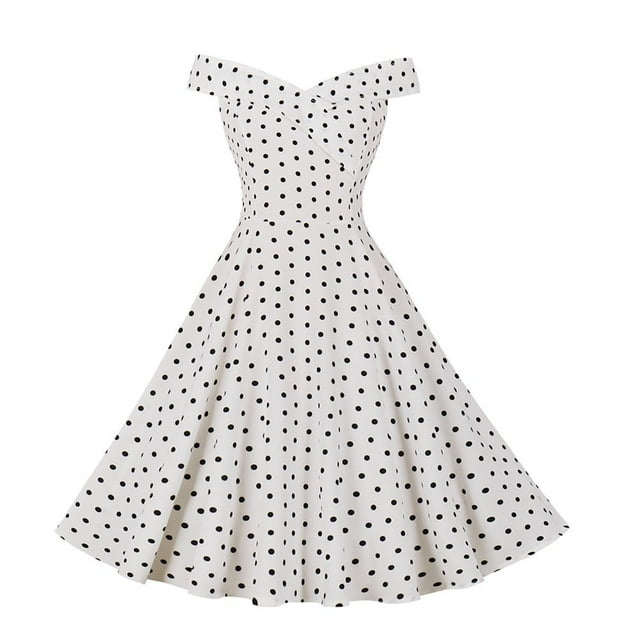 Robe Formelle pour Femmes Cocktail Vintage Robe de Thé Imprimé Floral Robes d'Été Épaules Dénudées Robe de Soirée Évasée