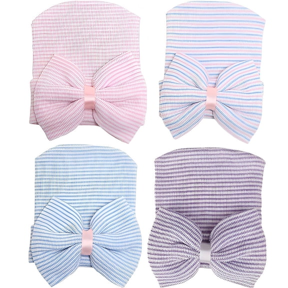 OQRKI 4Pcs Baby Hats Newborn,Baby Bonnet,Baby Bonnets 0-6 Months,Style1